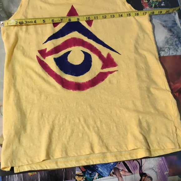 Tank Top streetwear graffiti painted Festival size S/M yellow purple blue - Picture 5 of 6